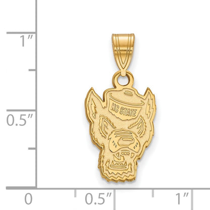 14K Yellow Gold Logoart North Carolina State University Wolf Medium Pendant