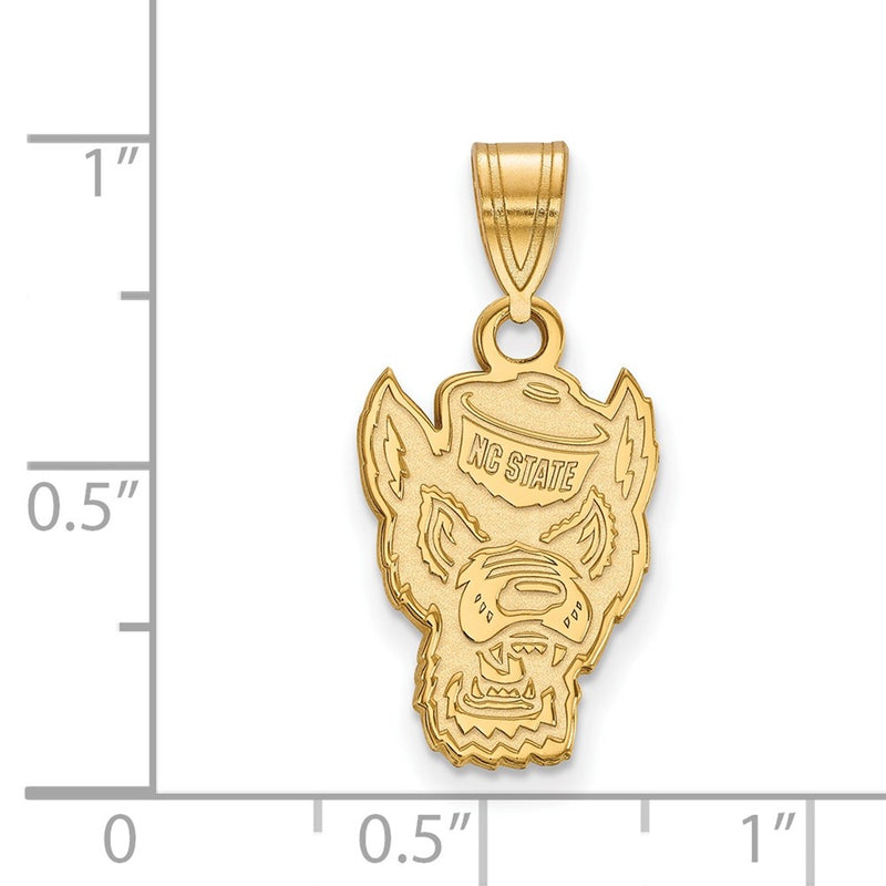 Gold Plated Sterling Silver Logoart North Carolina State University Wolf Medium Pendant