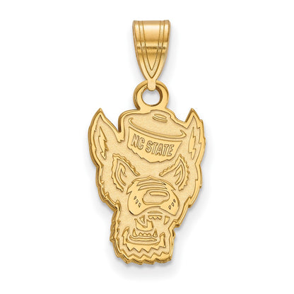 14K Yellow Gold Logoart North Carolina State University Wolf Medium Pendant