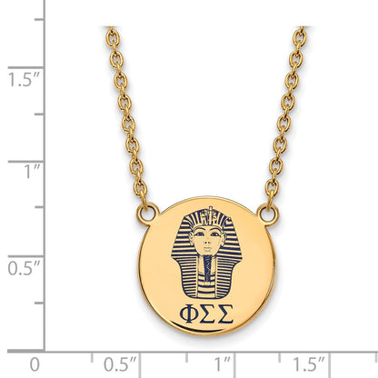 Gold Plated Sterling Silver Logoart Phi Sigma Sorority Symbol Large Color Enamel Pendant 18 Inch Necklace