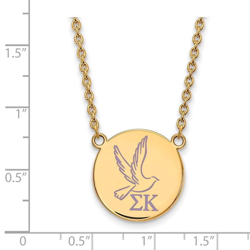 Gold Plated Sterling Silver Logoart Sigma Kappa Sorority Symbol Large Color Enamel Pendant 18 Inch Necklace