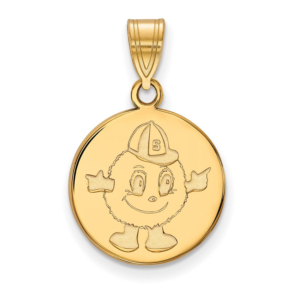 Gold Plated Sterling Silver Logoart Syracuse University Mascot Medium Disc Pendant