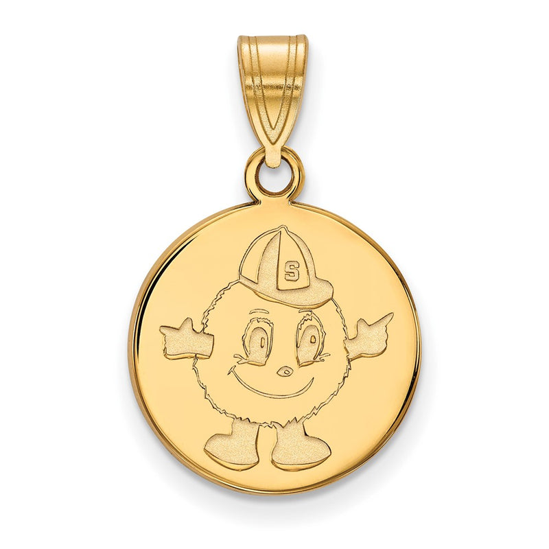 Gold Plated Sterling Silver Logoart Syracuse University Mascot Medium Disc Pendant