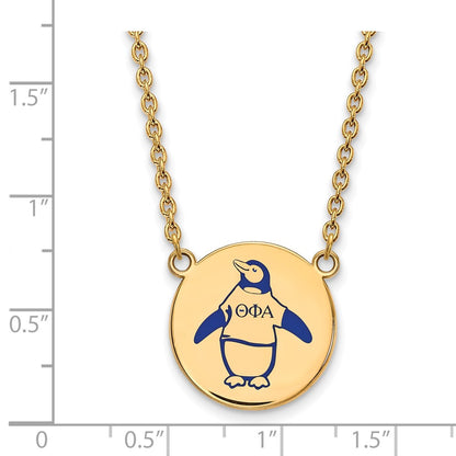 Gold Plated Sterling Silver Logoart Theta Phi Alpha Sorority Symbol Large Color Enamel Pendant 18 Inch Necklace