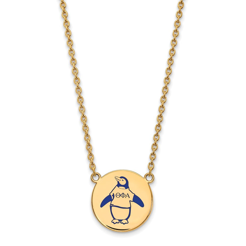 Gold Plated Sterling Silver Logoart Theta Phi Alpha Sorority Symbol Large Color Enamel Pendant 18 Inch Necklace