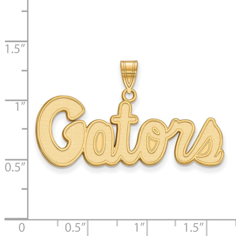 Gold Plated Sterling Silver Logoart University Of Florida Gators Script Medium Pendant