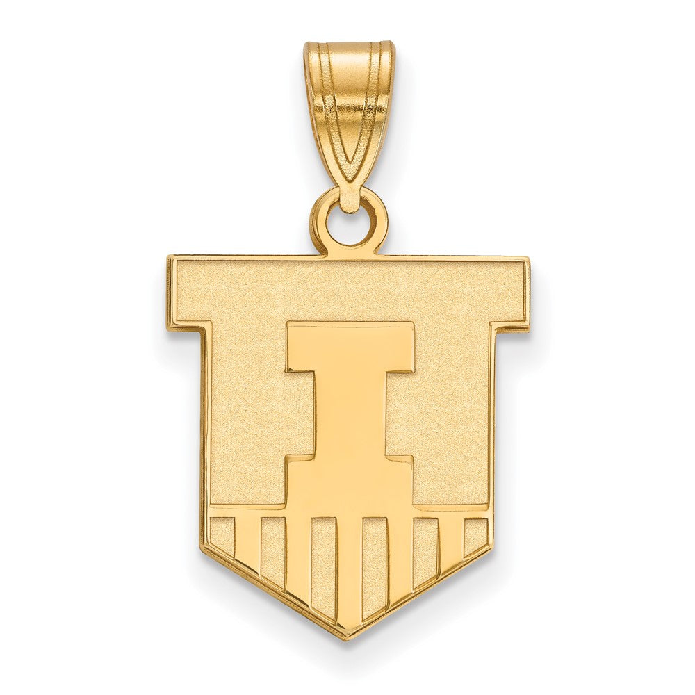 14K Yellow Gold Logoart University Of Illinois Victory Badge Medium Pendant