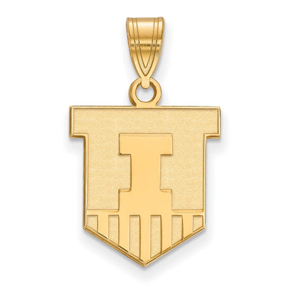 14K Yellow Gold Logoart University Of Illinois Victory Badge Medium Pendant