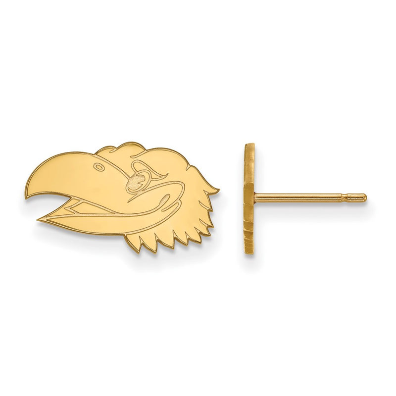Gold Plated Sterling Silver Logoart University Of Kansas Jayhawk Extra Small Post Earrings