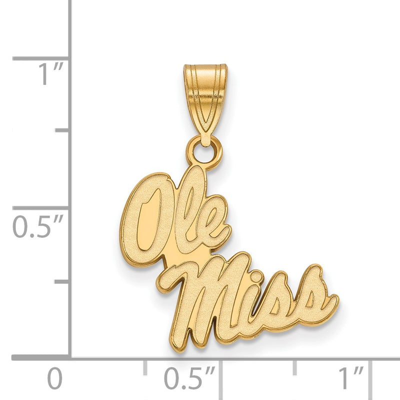 Gold Plated Sterling Silver Logoart University Of Mississippi Ole Miss Medium Pendant