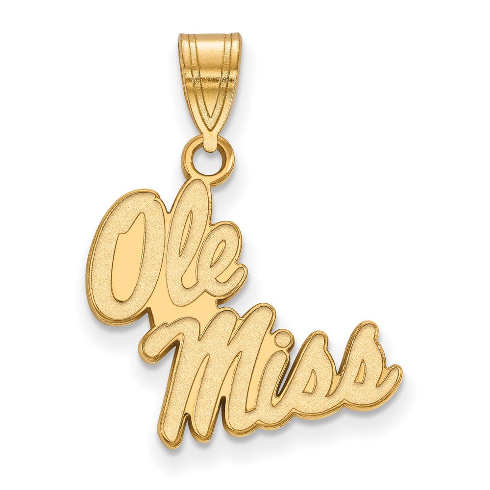 Gold Plated Sterling Silver Logoart University Of Mississippi Ole Miss Medium Pendant