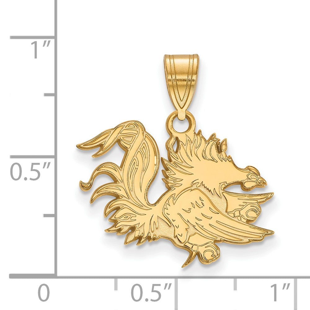 Gold Plated Sterling Silver Logoart University Of South Carolina Gamecock Medium Pendant