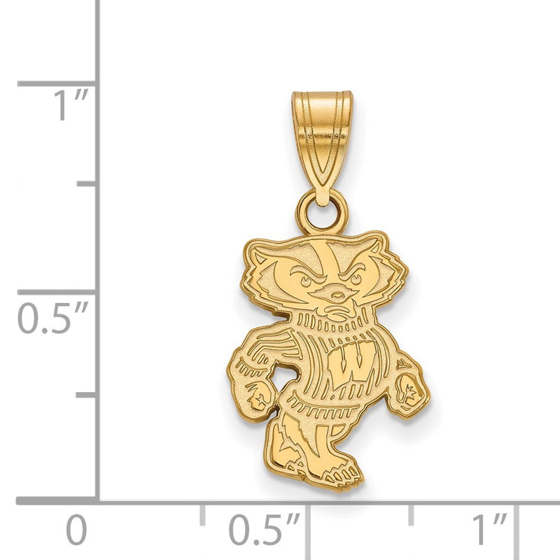 10K Yellow Gold Logoart University Of Wisconsin Badger Medium Pendant