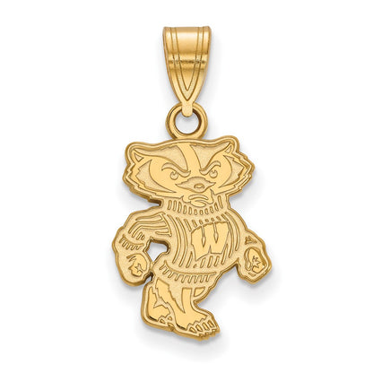 Gold Plated Sterling Silver Logoart University Of Wisconsin Badger Medium Pendant