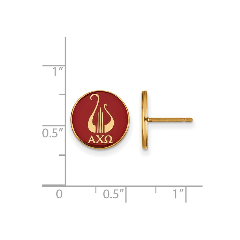 Gold Plated Sterling Silver Logoart Alpha Chi Omega Sorority Symbol Color Enamel Post Earrings