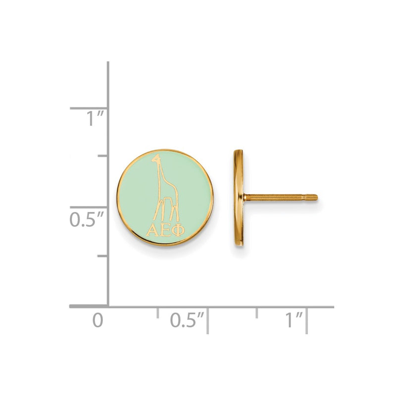 Gold Plated Sterling Silver Logoart Alpha Epsilon Phi Sorority Symbol Color Enamel Post Earrings