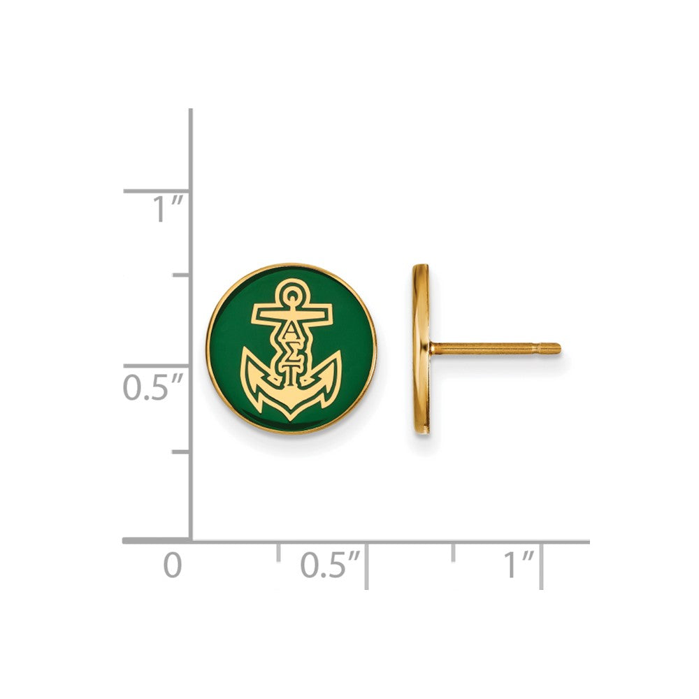 Gold Plated Sterling Silver Logoart Alpha Sigma Tau Sorority Symbol Color Enamel Post Earrings