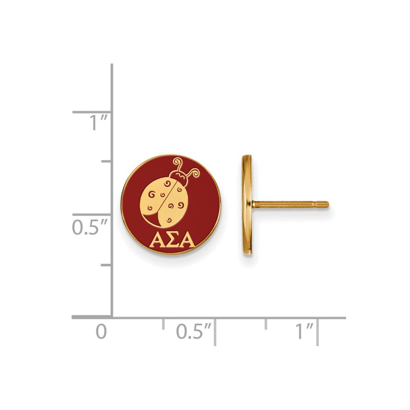 Gold Plated Sterling Silver Logoart Alpha Sigma Sorority Symbol Color Enamel Post Earrings