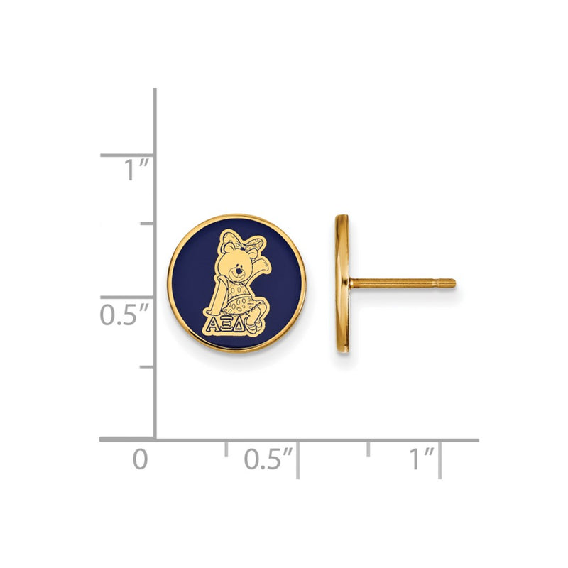 Gold Plated Sterling Silver Logoart Alpha Xi Delta Sorority Symbol Color Enamel Post Earrings