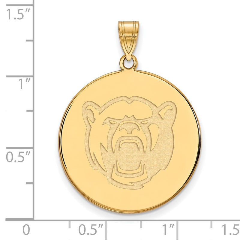 Gold Plated Sterling Silver Logoart Baylor University Extra Large Disc Pendant