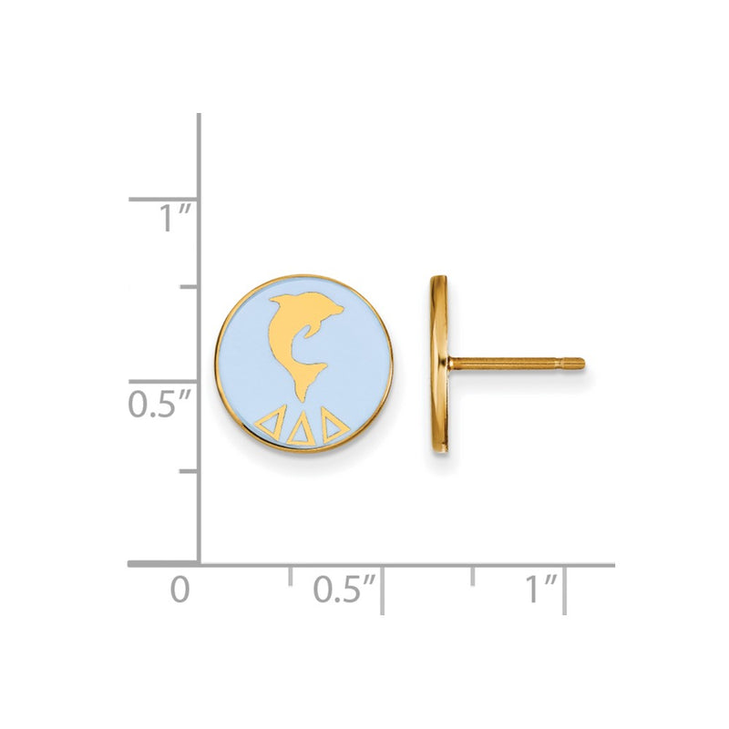 Gold Plated Sterling Silver Logoart Delta Sorority Symbol Color Enamel Post Earrings