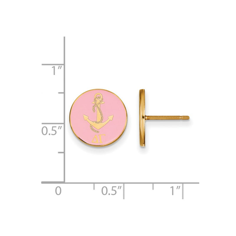 Gold Plated Sterling Silver Logoart Delta Gamma Sorority Symbol Color Enamel Post Earrings