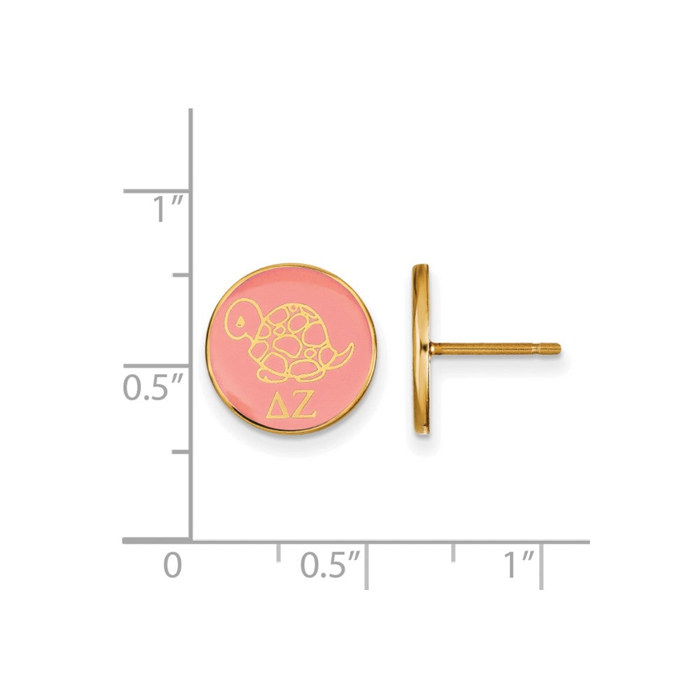 Gold Plated Sterling Silver Logoart Delta Zeta Sorority Symbol Color Enamel Post Earrings