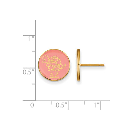 Gold Plated Sterling Silver Logoart Delta Zeta Sorority Symbol Color Enamel Post Earrings