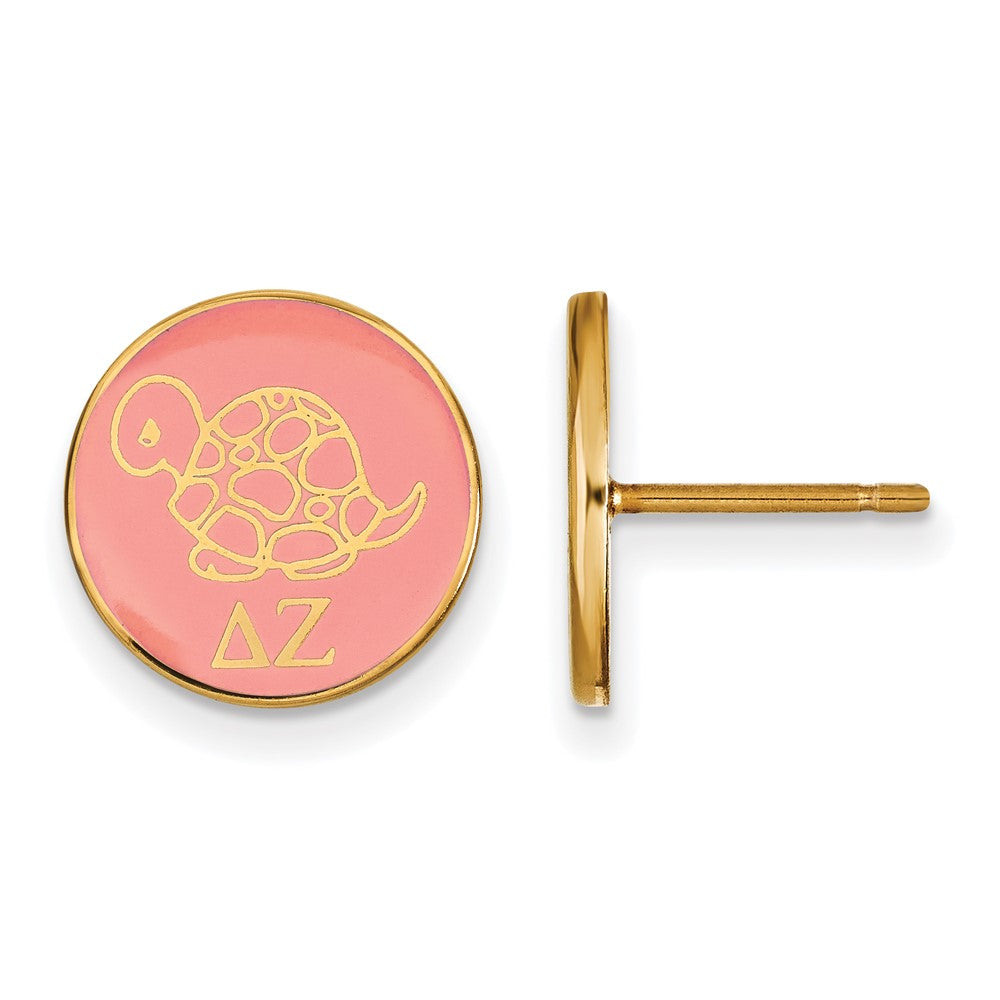 Gold Plated Sterling Silver Logoart Delta Zeta Sorority Symbol Color Enamel Post Earrings