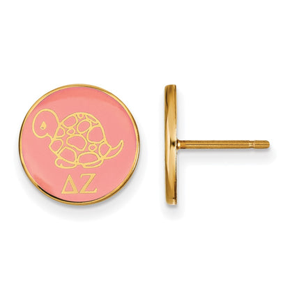 Gold Plated Sterling Silver Logoart Delta Zeta Sorority Symbol Color Enamel Post Earrings