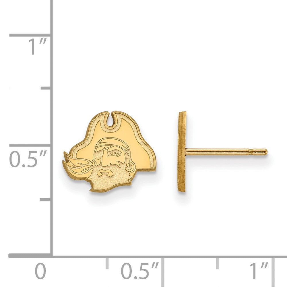 Gold Plated Sterling Silver Logoart East Carolina University Pirate Extra Small Post Earrings
