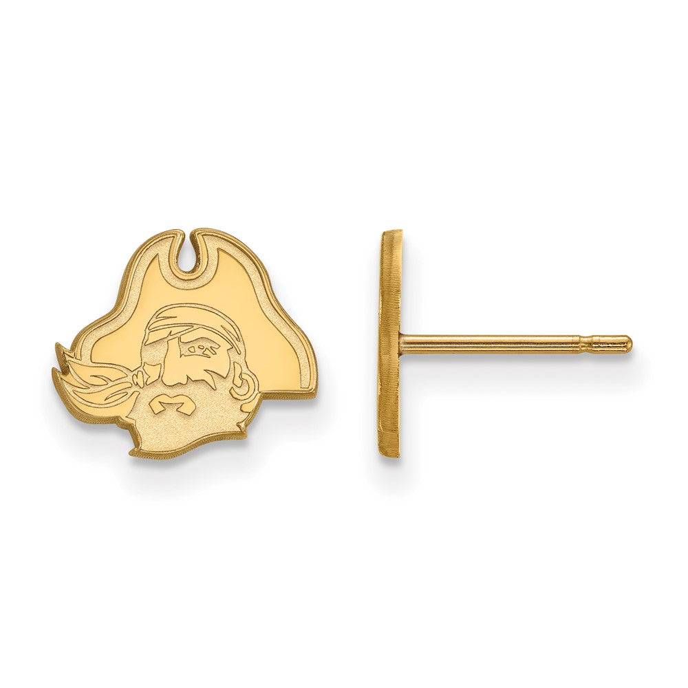 Gold Plated Sterling Silver Logoart East Carolina University Pirate Extra Small Post Earrings