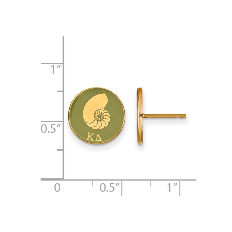 Gold Plated Sterling Silver Logoart Kappa Delta Sorority Symbol Color Enamel Post Earrings