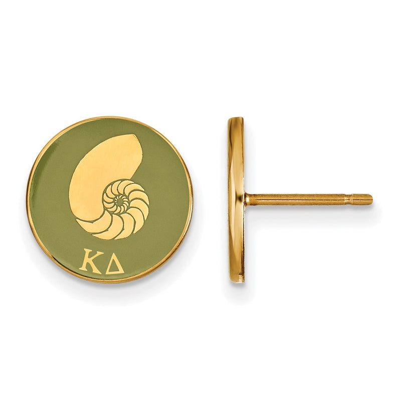 Gold Plated Sterling Silver Logoart Kappa Delta Sorority Symbol Color Enamel Post Earrings