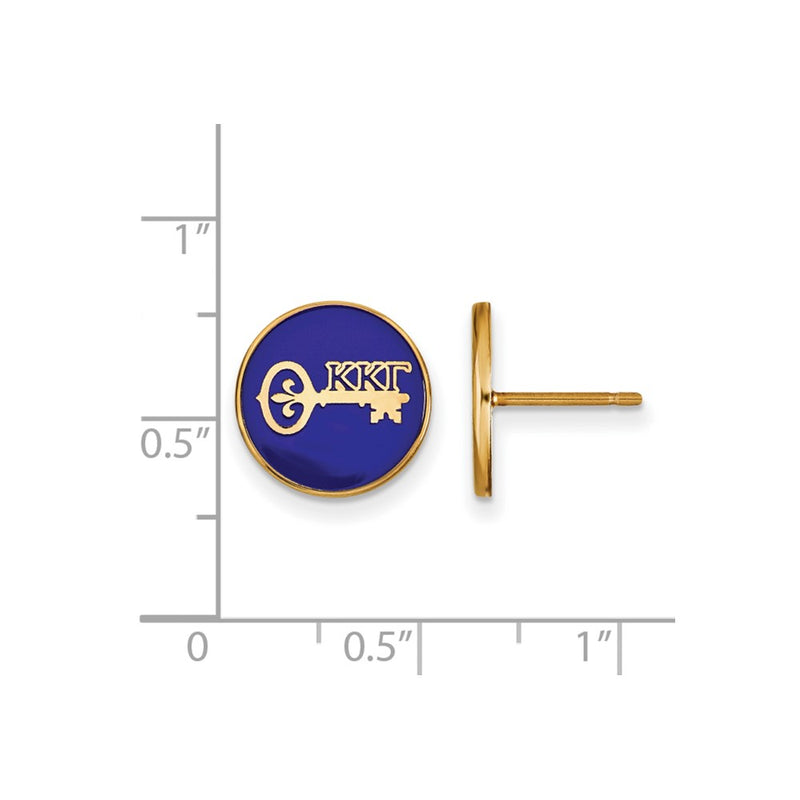 Gold Plated Sterling Silver Logoart Kappa Gamma Sorority Symbol Color Enamel Post Earrings