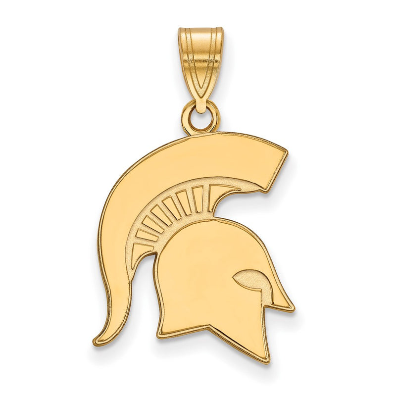Gold Plated Sterling Silver Logoart Michigan State University Spartan Large Pendant