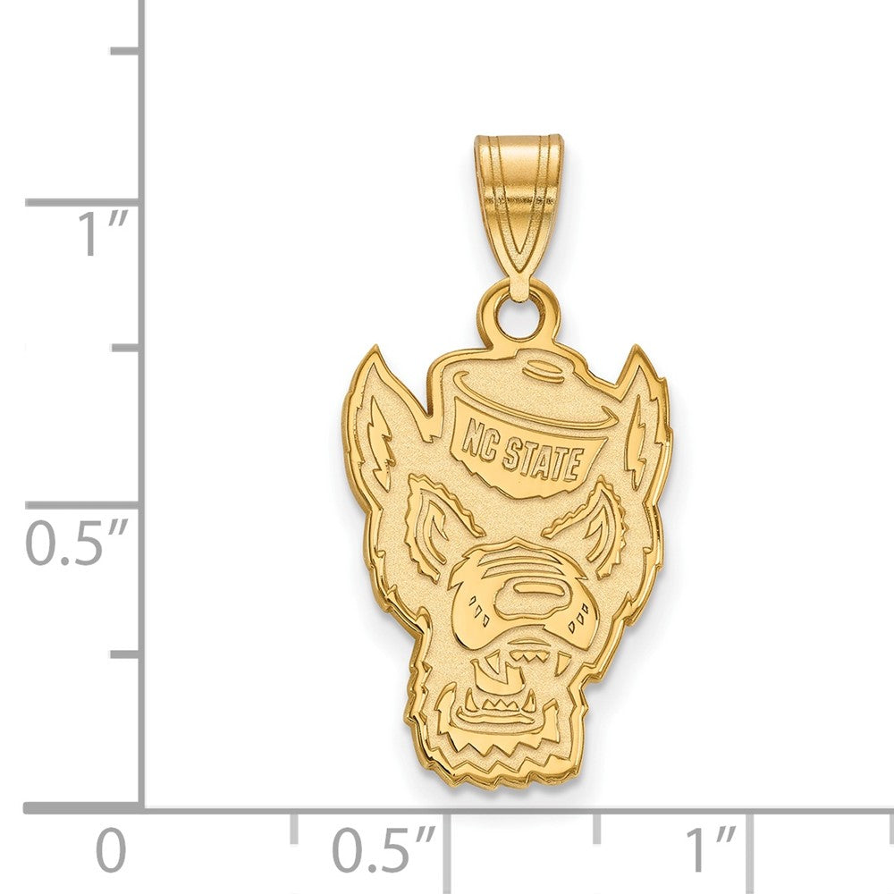 14K Yellow Gold Logoart North Carolina State University Wolf Large Pendant