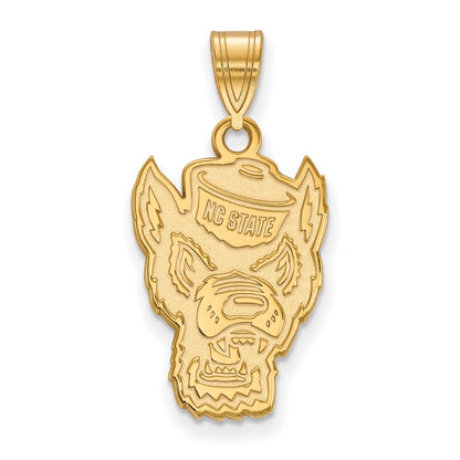 14K Yellow Gold Logoart North Carolina State University Wolf Large Pendant