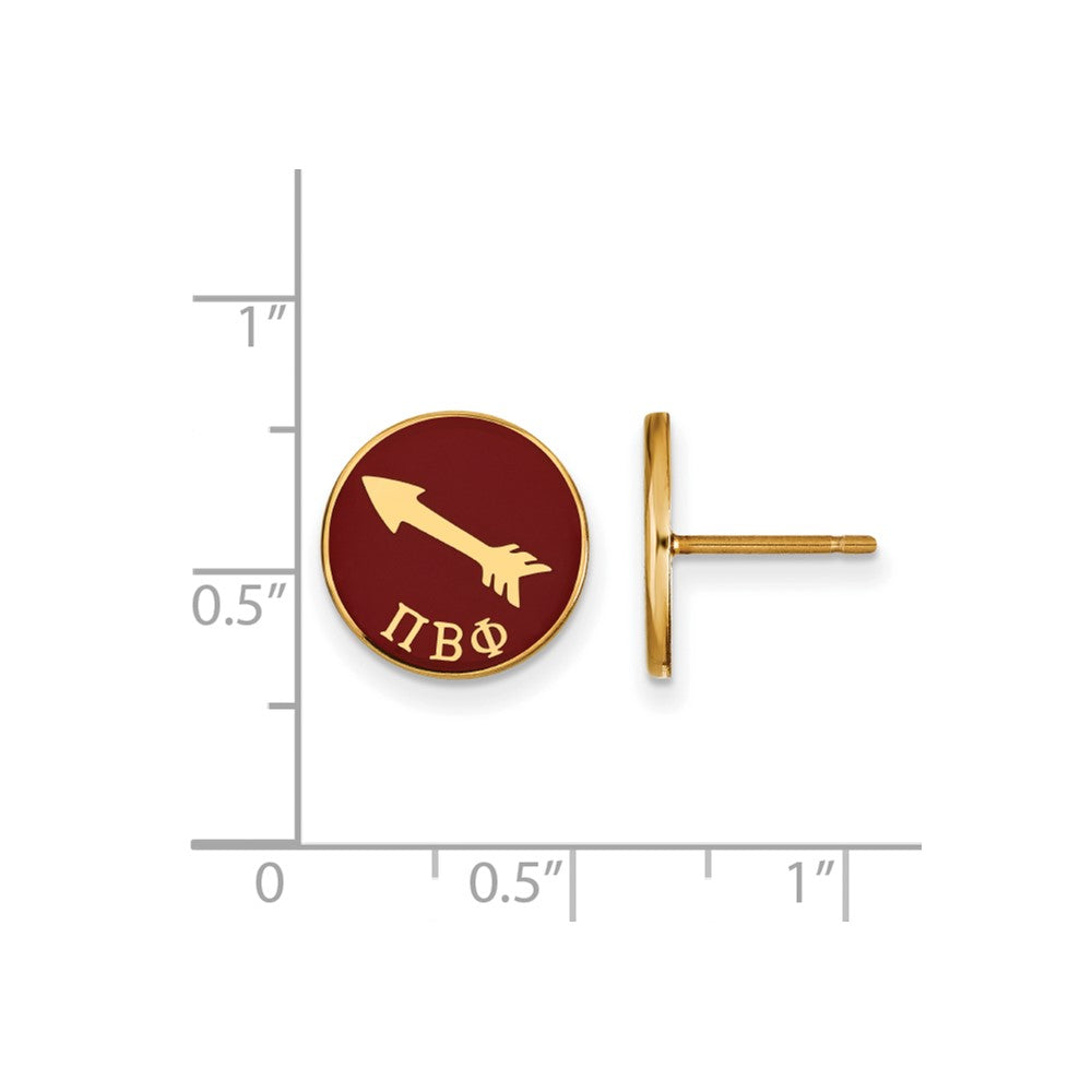 Gold Plated Sterling Silver Logoart Pi Beta Phi Sorority Symbol Color Enamel Post Earrings