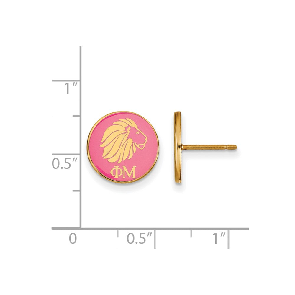 Gold Plated Sterling Silver Logoart Phi Mu Sorority Symbol Color Enamel Post Earrings