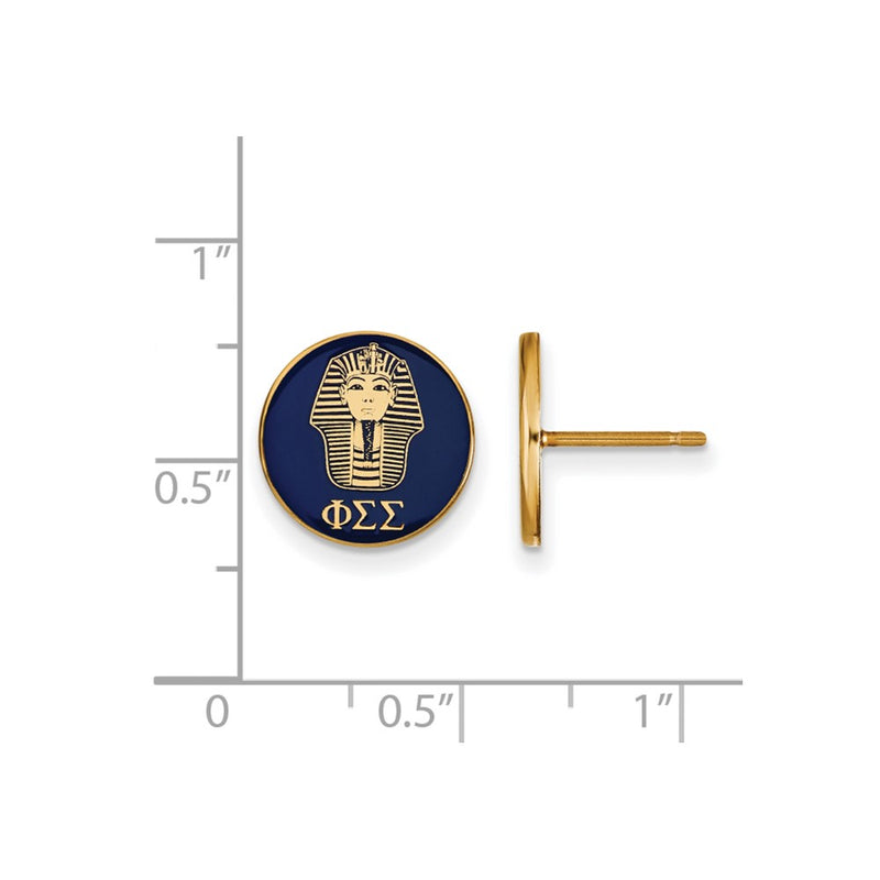Gold Plated Sterling Silver Logoart Phi Sigma Sorority Symbol Color Enamel Post Earrings