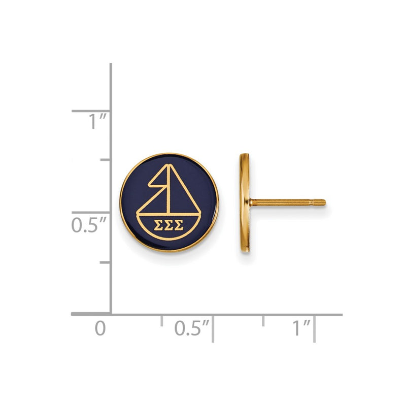 Gold Plated Sterling Silver Logoart Sigma Sorority Symbol Color Enamel Post Earrings