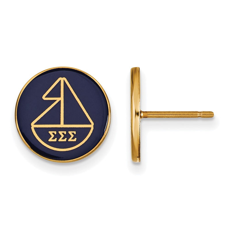 Gold Plated Sterling Silver Logoart Sigma Sorority Symbol Color Enamel Post Earrings