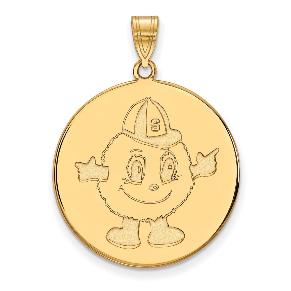 Gold Plated Sterling Silver Logoart Syracuse University Mascot Extra Large Disc Pendant