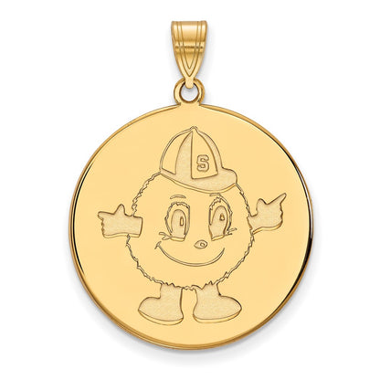Gold Plated Sterling Silver Logoart Syracuse University Mascot Extra Large Disc Pendant