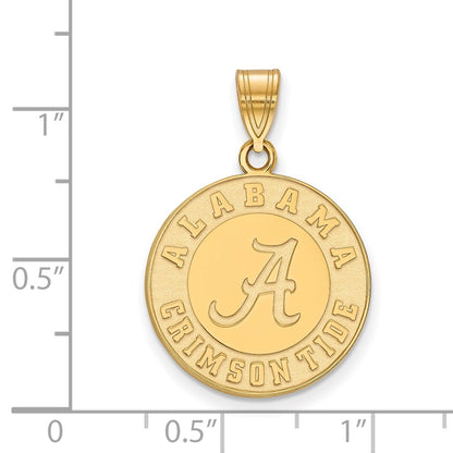 10K Yellow Gold Logoart University Of Alabama Crimson Tide Large Disc Pendant