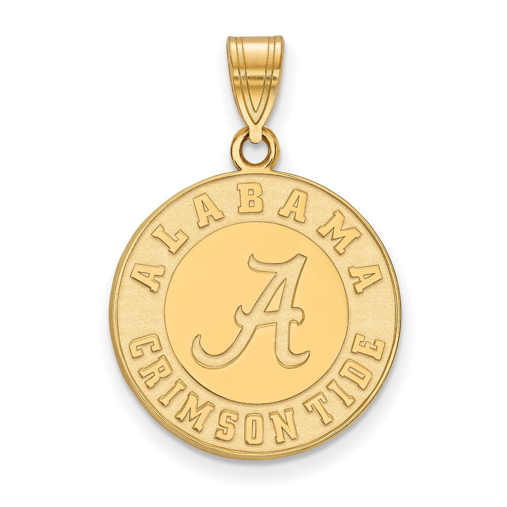 Gold Plated Sterling Silver Logoart University Of Alabama Crimson Tide Large Disc Pendant