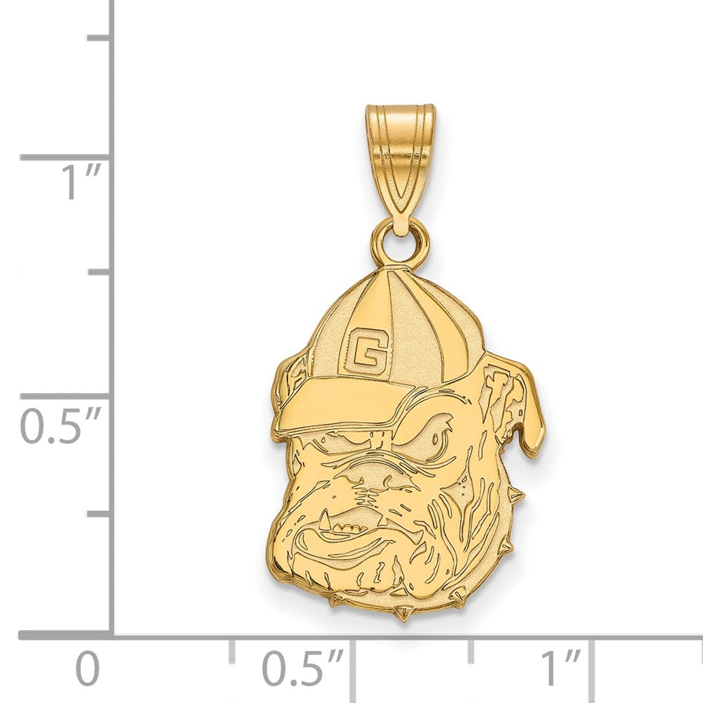 14K Yellow Gold Logoart University Of Georgia Bulldog Large Pendant