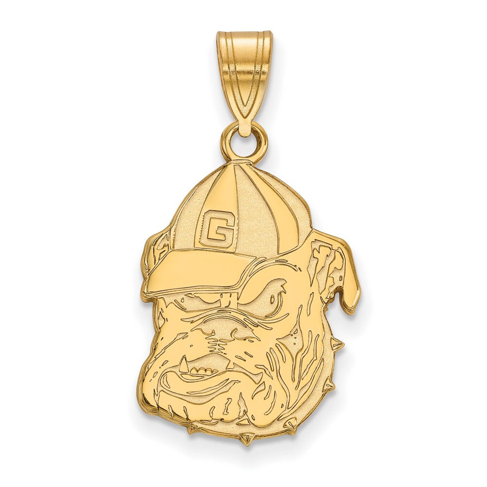 14K Yellow Gold Logoart University Of Georgia Bulldog Large Pendant