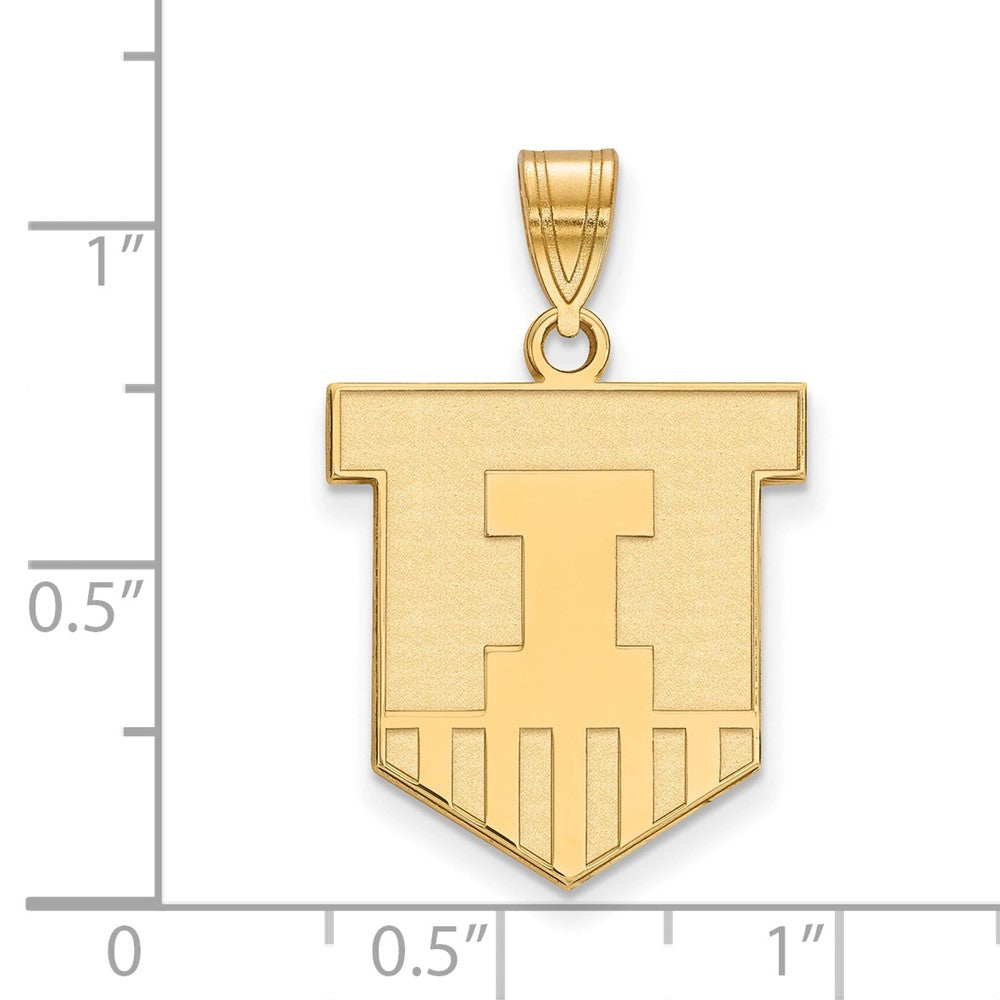 14K Yellow Gold Logoart University Of Illinois Victory Badge Large Pendant